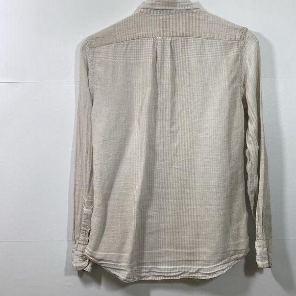 J. Crew x Baird McNutt Irish Linen Beige Button up Shirt Size Small Slim Fit - Picture 7 of 8